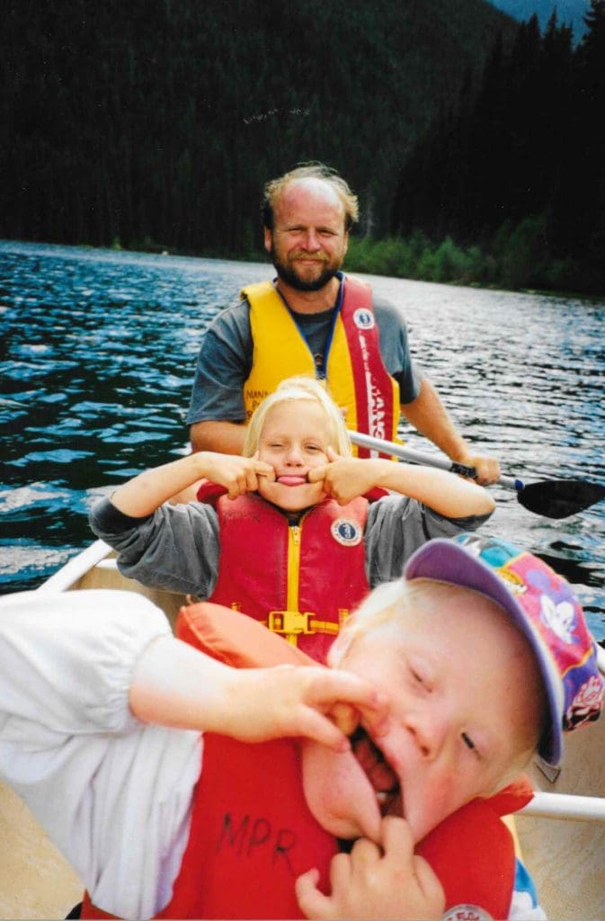 family in a canoe
