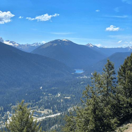 Bird's eye view of Manning Park and Lightning Lake from Cascade lookout.